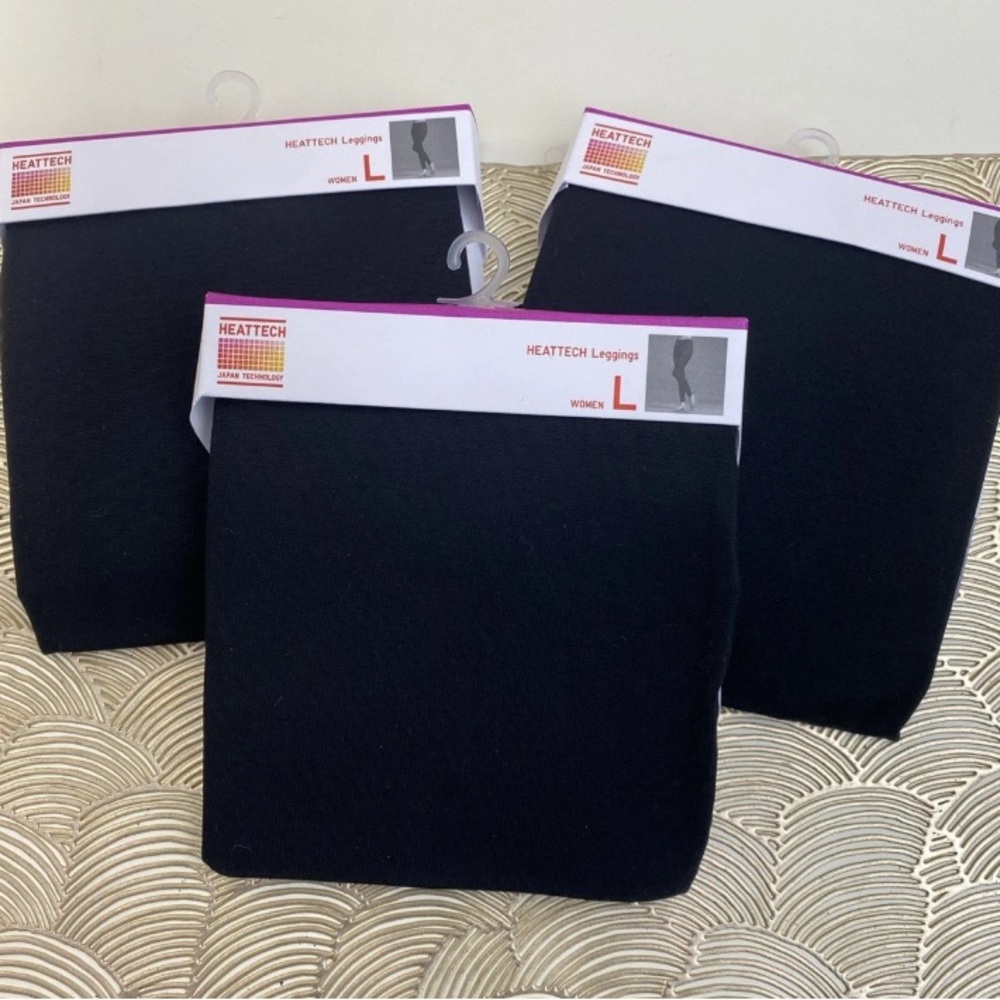 HEATTECH 3 Pack Black Leggings - Size L NWT